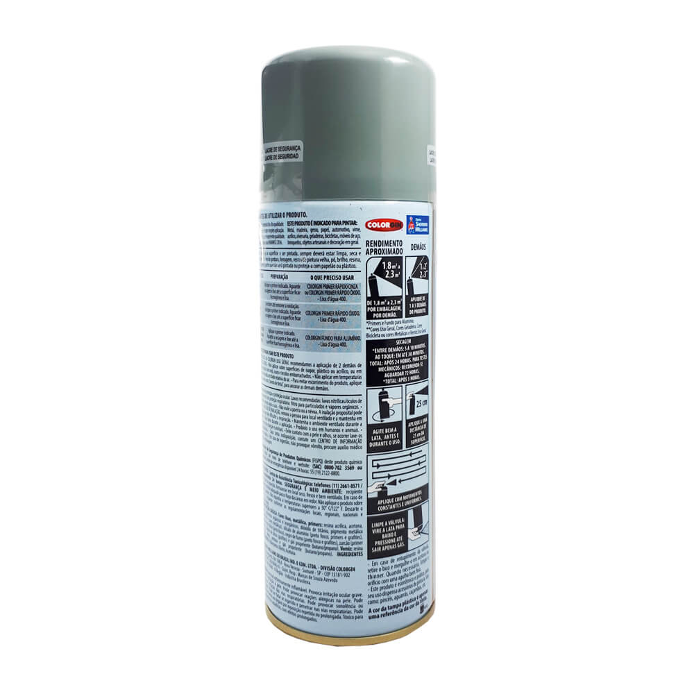 Tinta Spray Colorgin Uso Geral Cinza Primer 400ml Elastobor Mobile