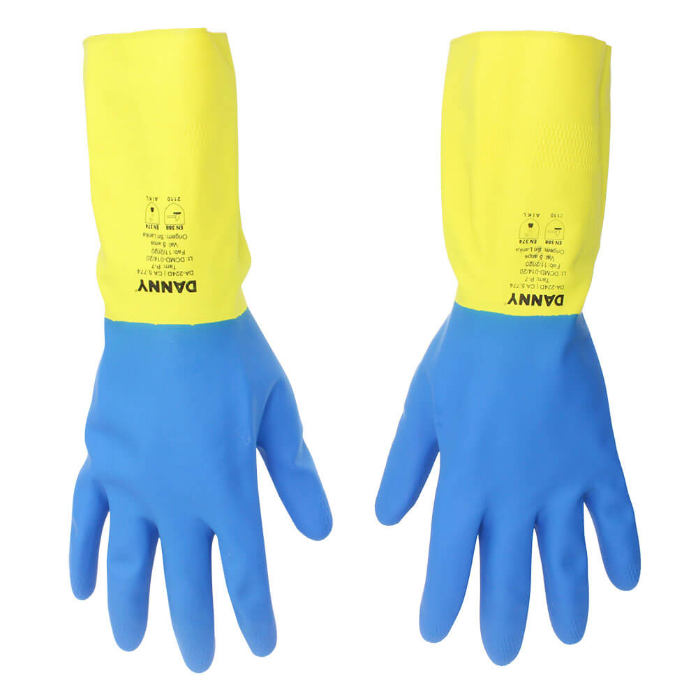 Luva de Látex Danny Neolátex Azul/Amarela 7/P