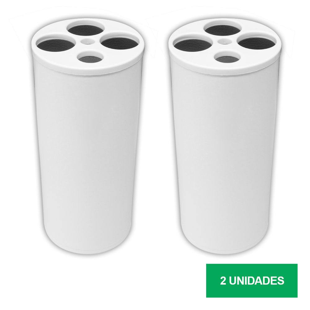 Lixeira para Copos JSN com 5 Tubos Branca Kit com 2UN