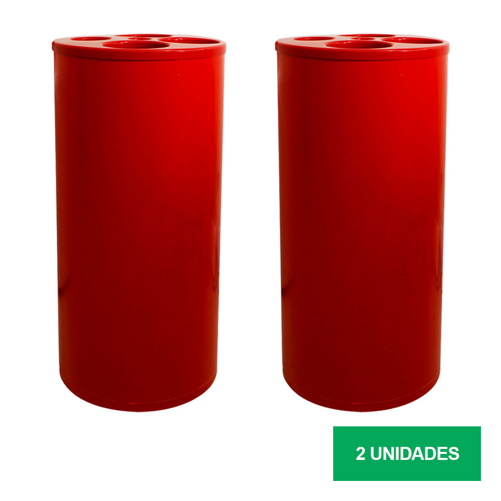 Lixeira para Copos JSN com 5 Tubos Vermelha Kit com 2UN