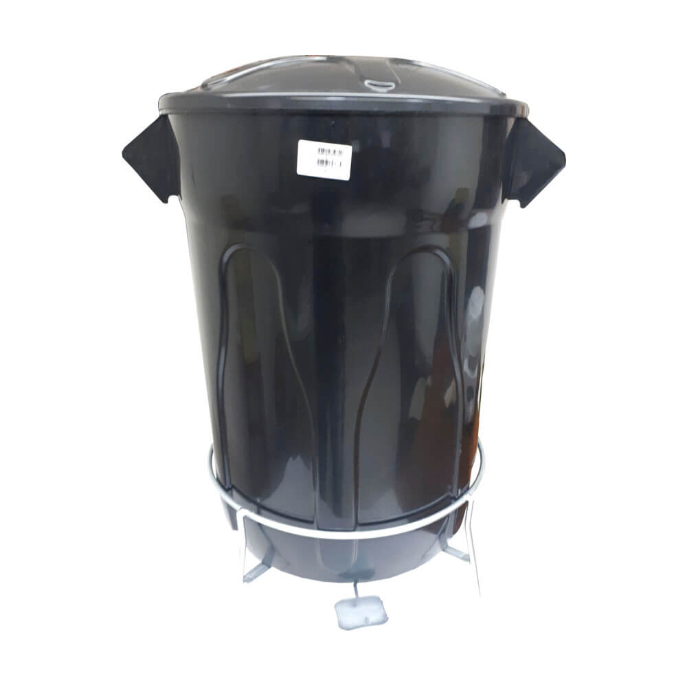 Lixeira JSN Plastica em Aço 60 L Preta Kit C/ 2 UN