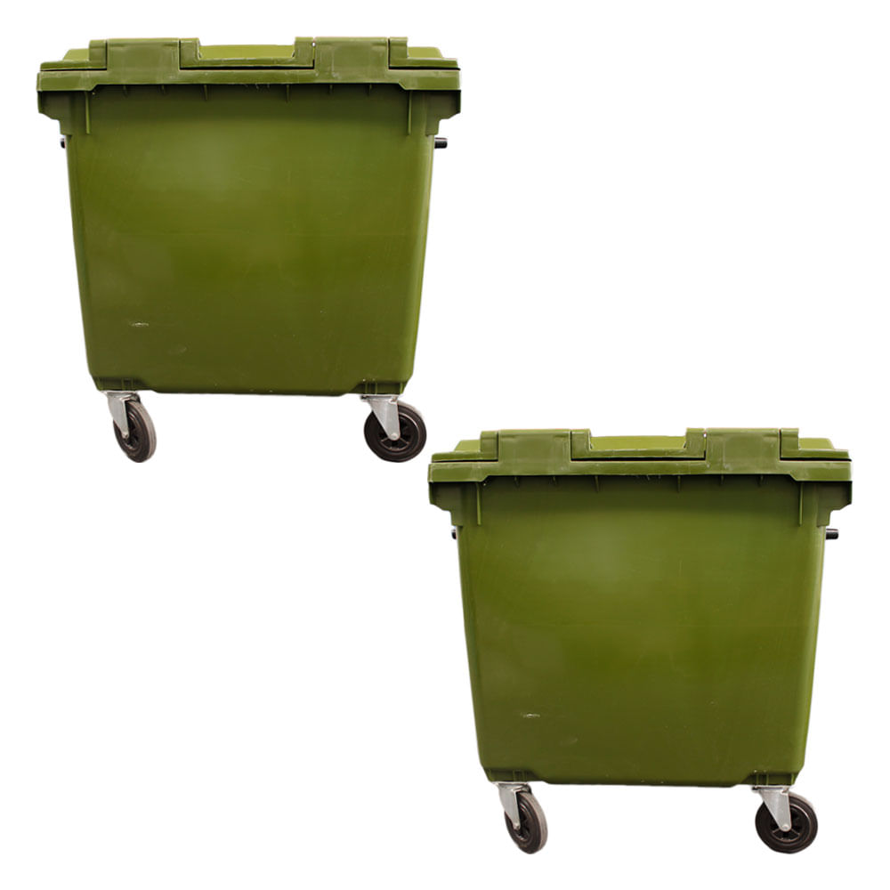 Contêiner de Lixo JSN em Plástico com Rodas 1000L Verde 2UN