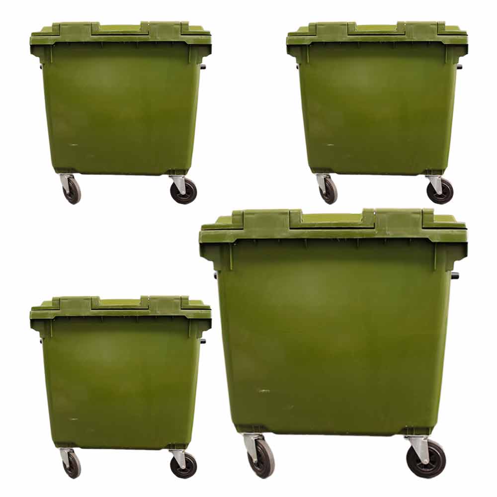 Contêiner de Lixo JSN em Plástico com Rodas 1000L Verde 4UN