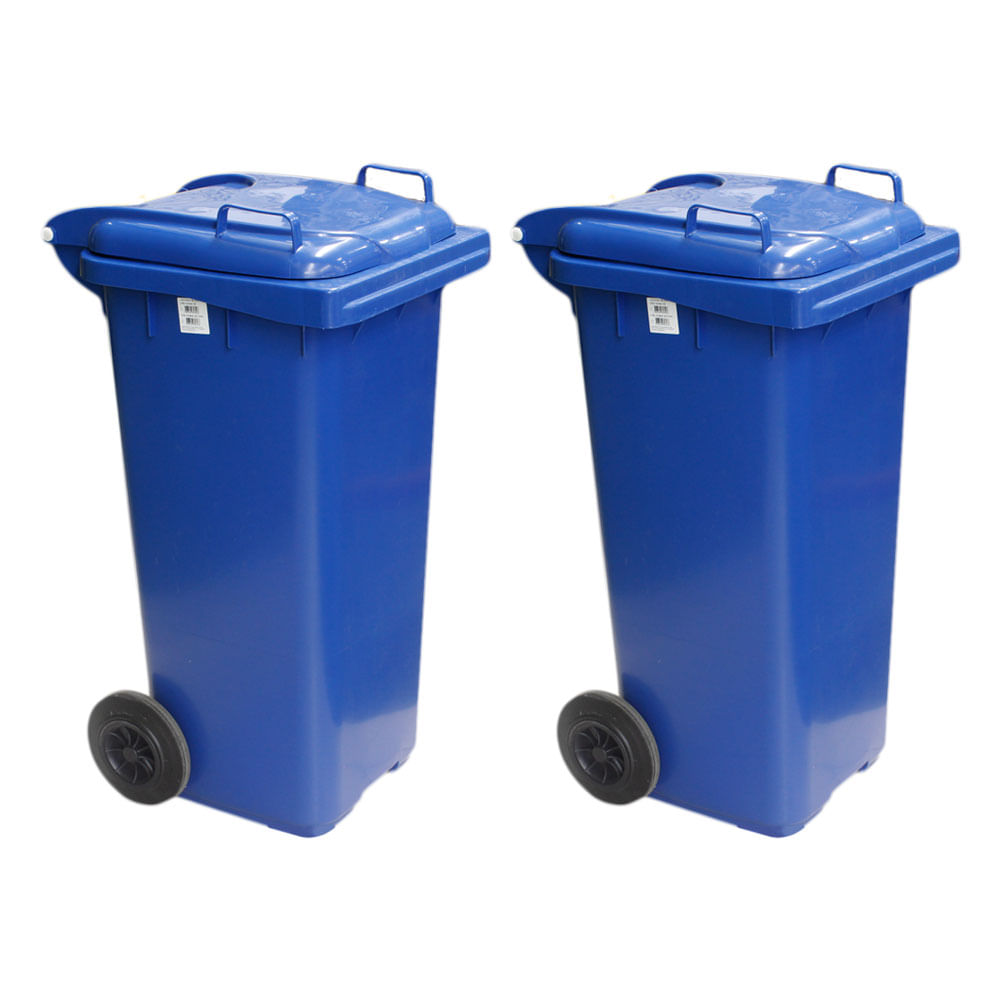Contêiner de Lixo JSN em Plastico com Rodas 120L Azul 2UN