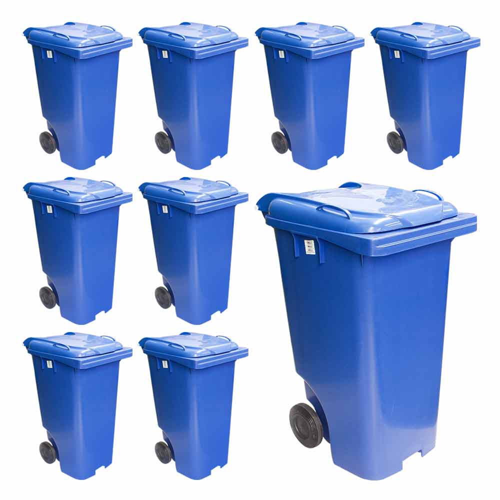 Contêiner de Lixo JSN em Plastico com Rodas 240L Azul 10UN