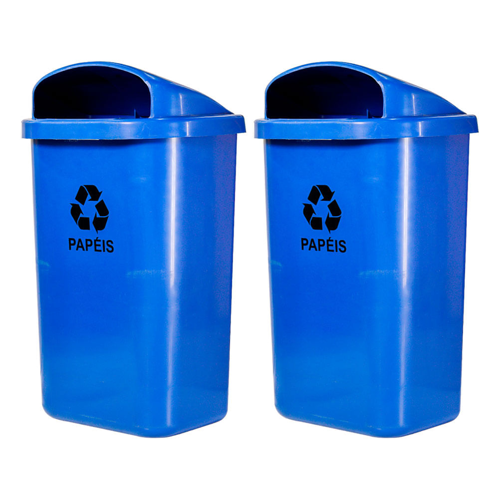 Lixeira Individual JSN Para Coleta Seletiva 50L Azul 2UN