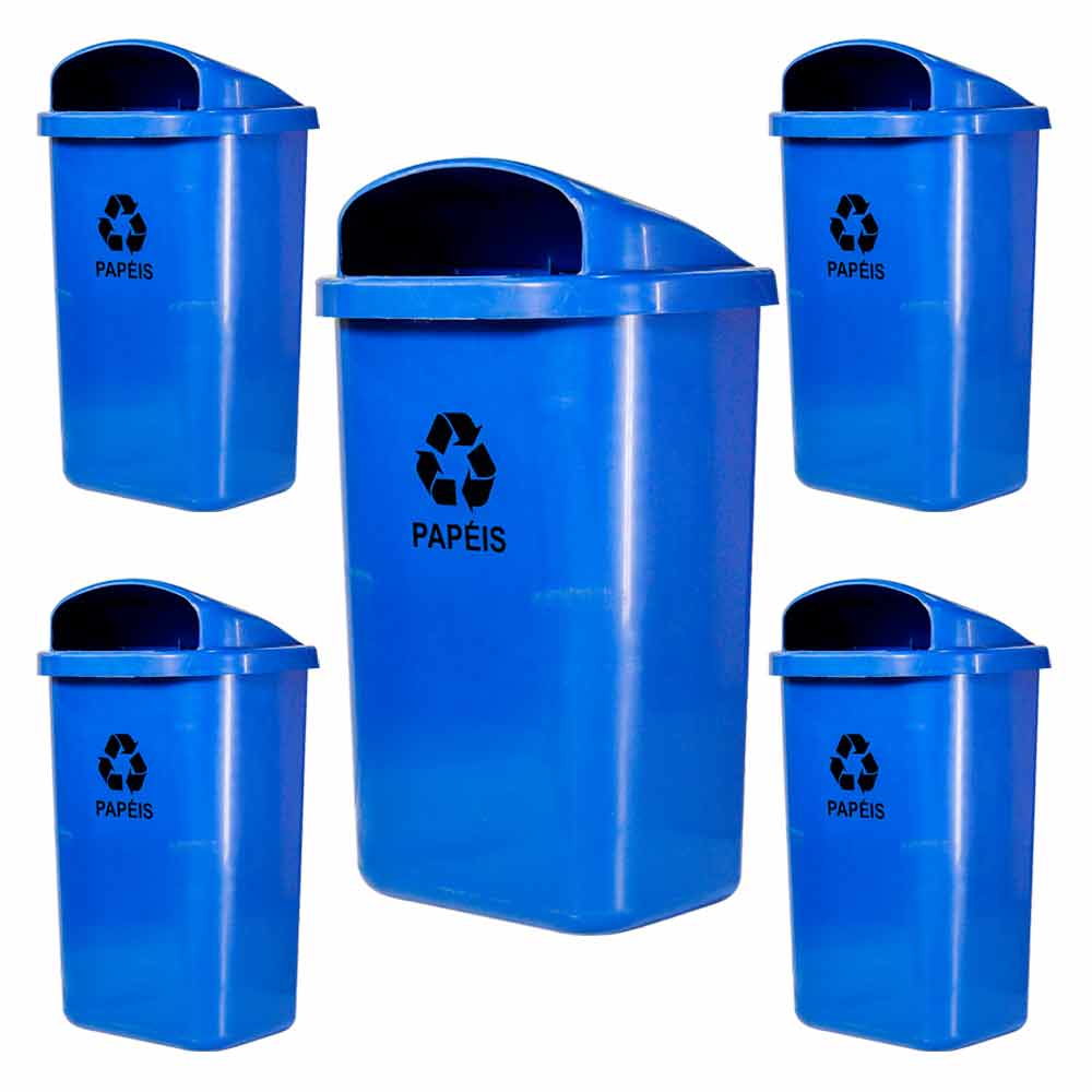 Lixeira Individual JSN Para Coleta Seletiva 50L Azul 5UN