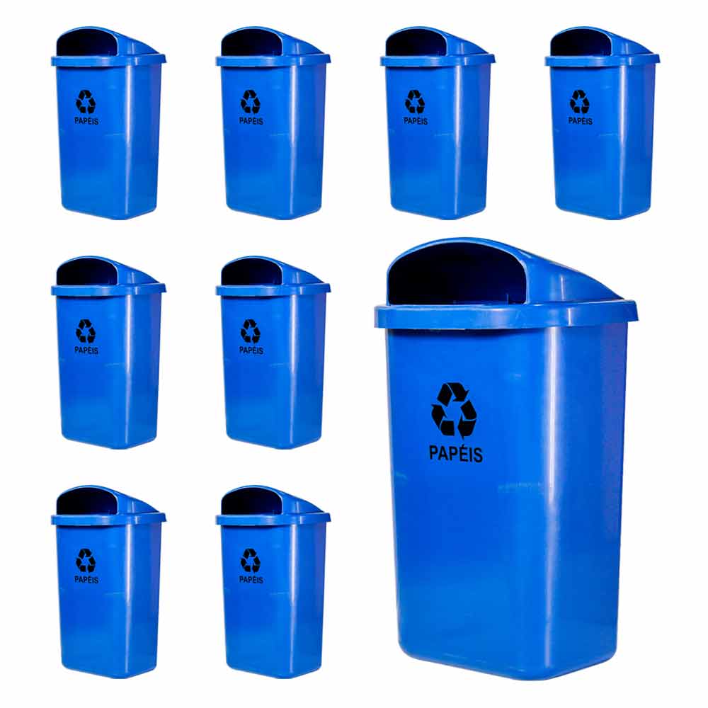 Lixeira Individual JSN Para Coleta Seletiva 50L Azul 10UN