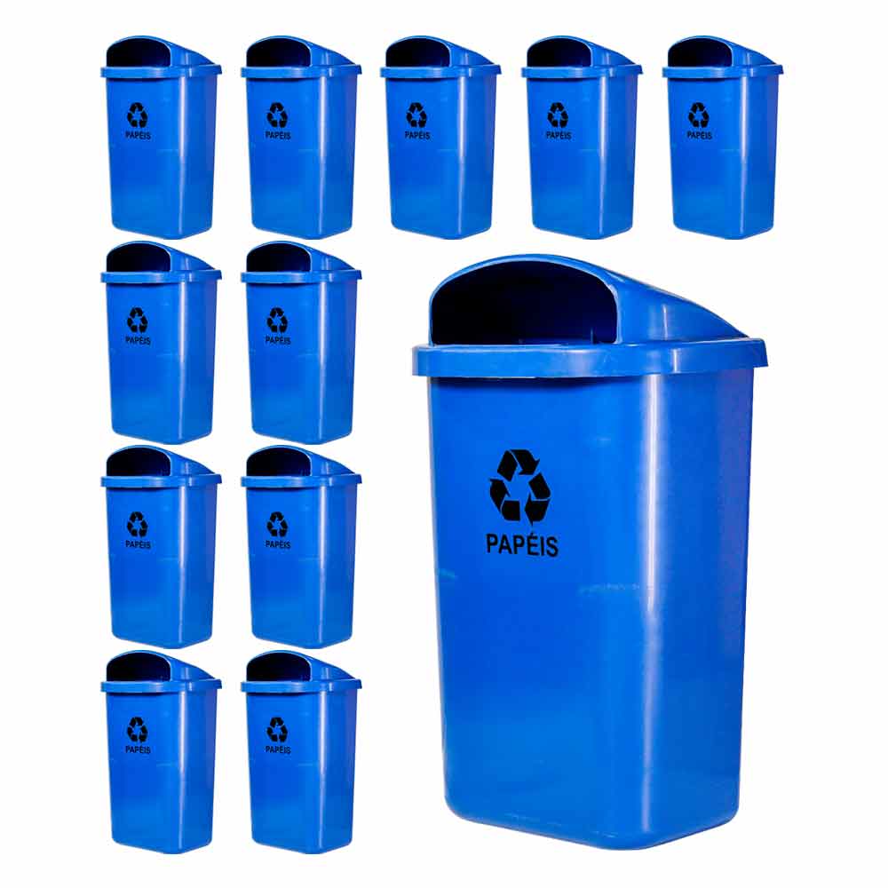 Lixeira Individual JSN Para Coleta Seletiva 50L Azul 20UN