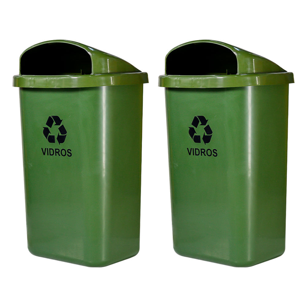 Lixeira Individual JSN Para Coleta Seletiva 50L Verde 2UN