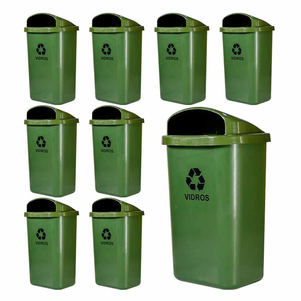 Lixeira Individual JSN Para Coleta Seletiva 50L Verde 10UN