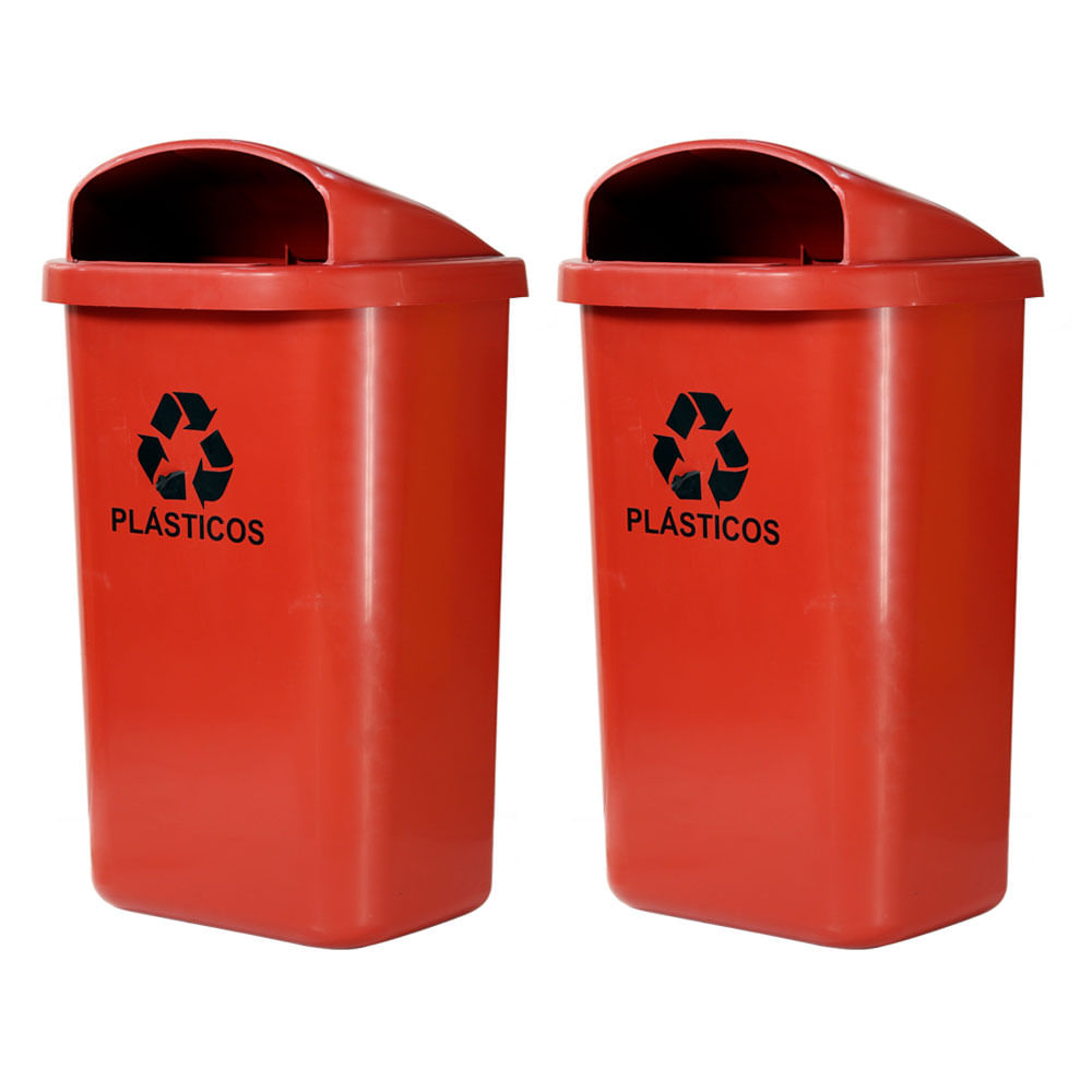 Lixeira Individual JSN Para Coleta Seletiva 50L Vermelha 2UN