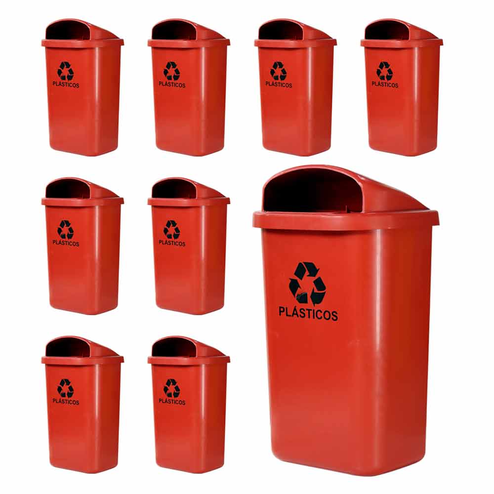 Lixeira Individual JSN Coleta Seletiva 50L Vermelha 10UN