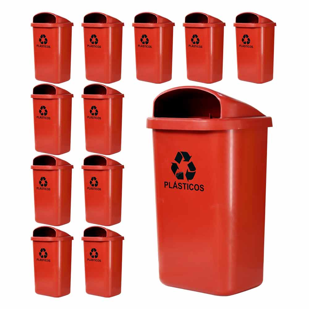 Lixeira Individual JSN Coleta Seletiva 50L Vermelha 20UN