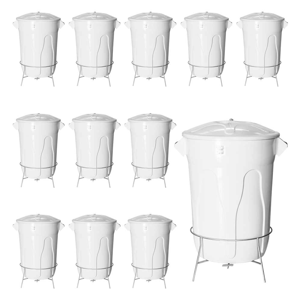 Lixeira Plástica JSN Pedal em Aço 100L Branco Kit com 20UN