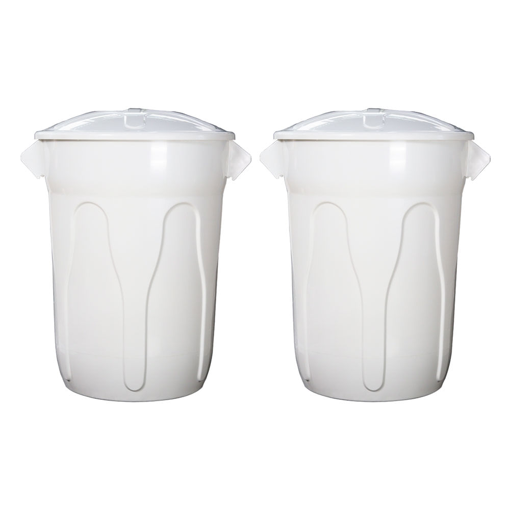 Lixeira Plástica JSN Com Tampa Sobreposta 100L Branca 2UN