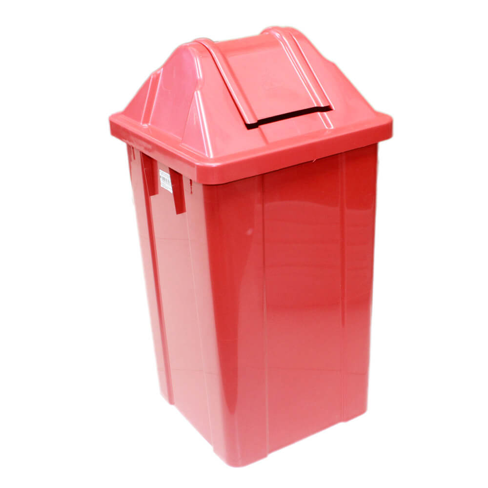 Lixeira Plástica com Tampa Vai Vem JSN Vermelha 60 Litros