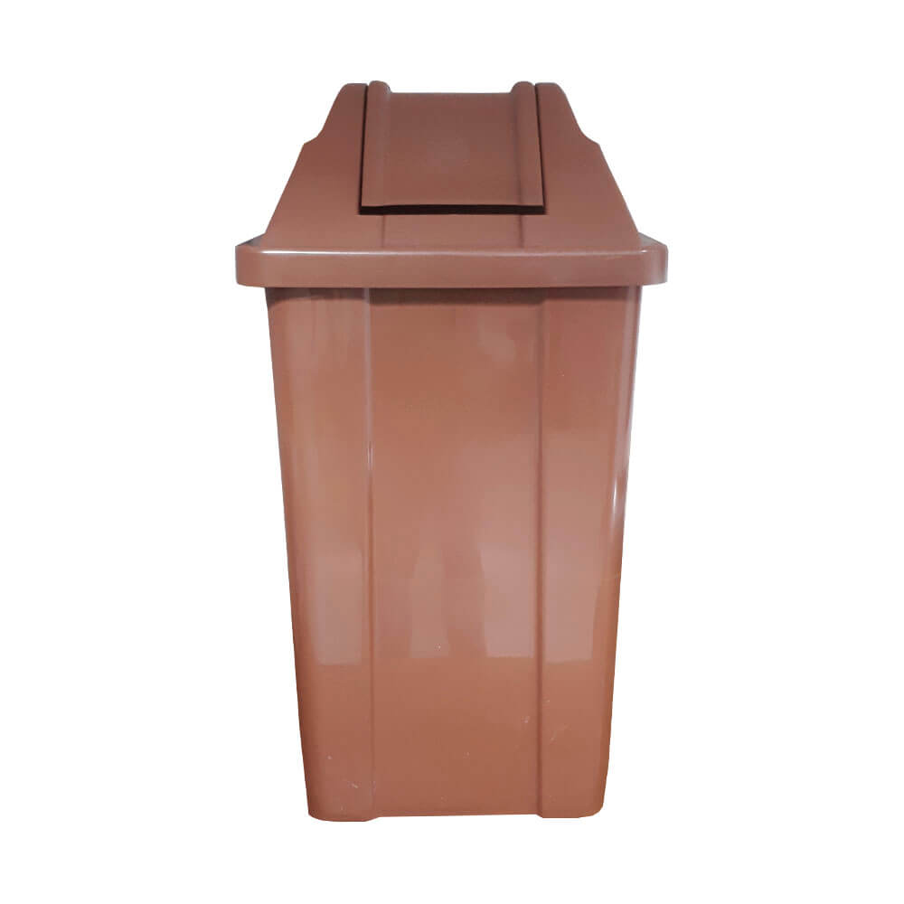 Lixeira Plástica com Tampa Vai Vem JSN Marrom 60 Litros