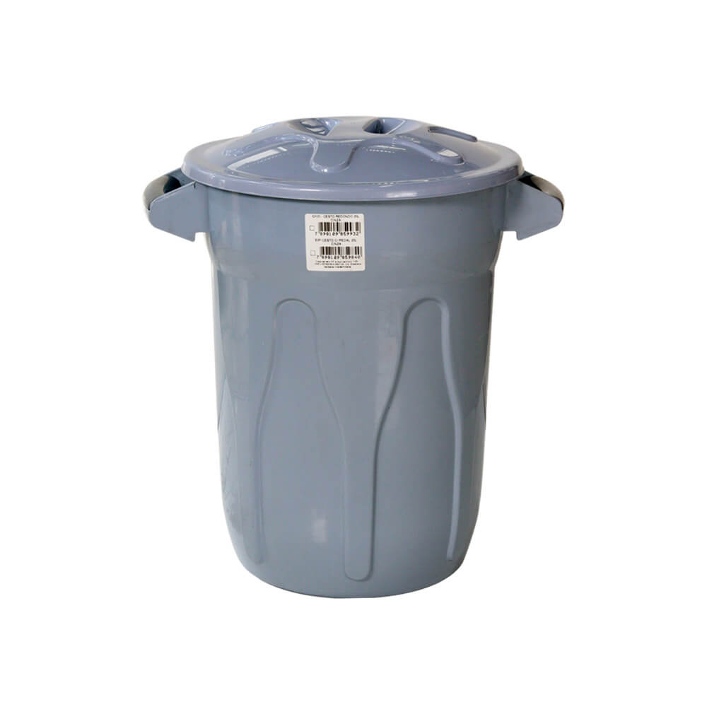 Lixeira Plástica JSN Com Tampa Sobreposta 20 Litros Cinza