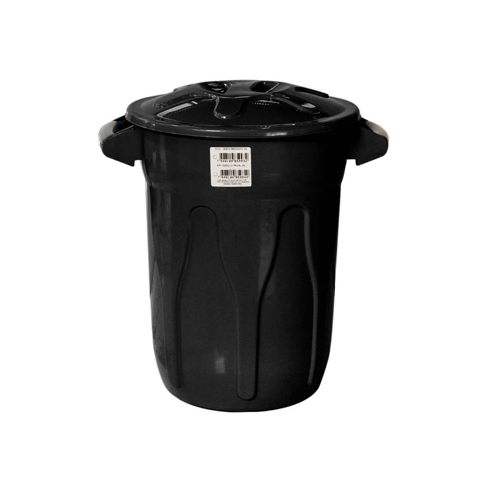 Lixeira Plástica JSN Com Tampa Sobreposta 20 Litros Preta