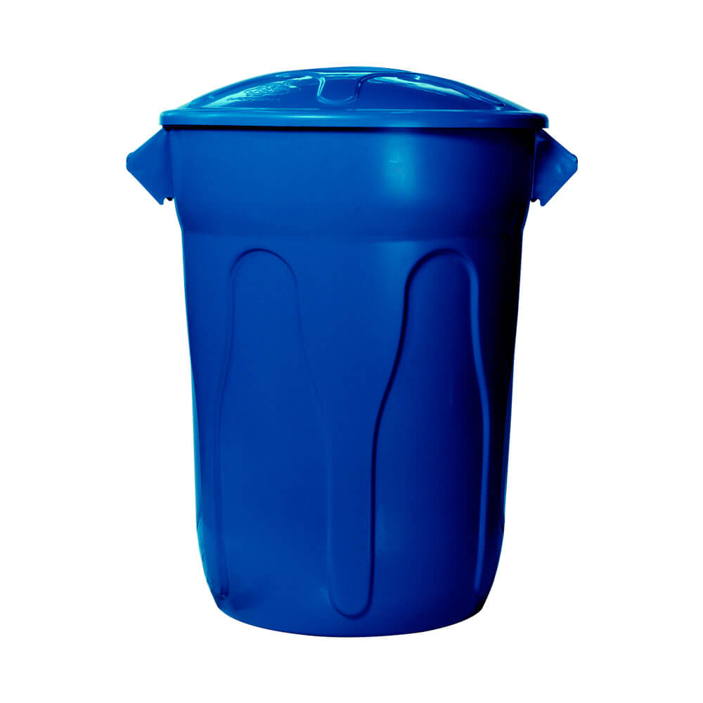 Lixeira Plástica JSN Com Tampa Sobreposta 100Litros Azul
