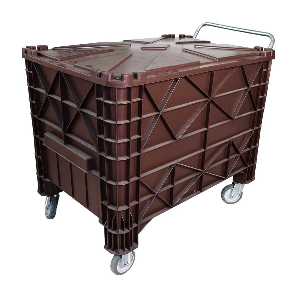 Carrinho Coletor JSN para Condomínio Marrom 370 Litros