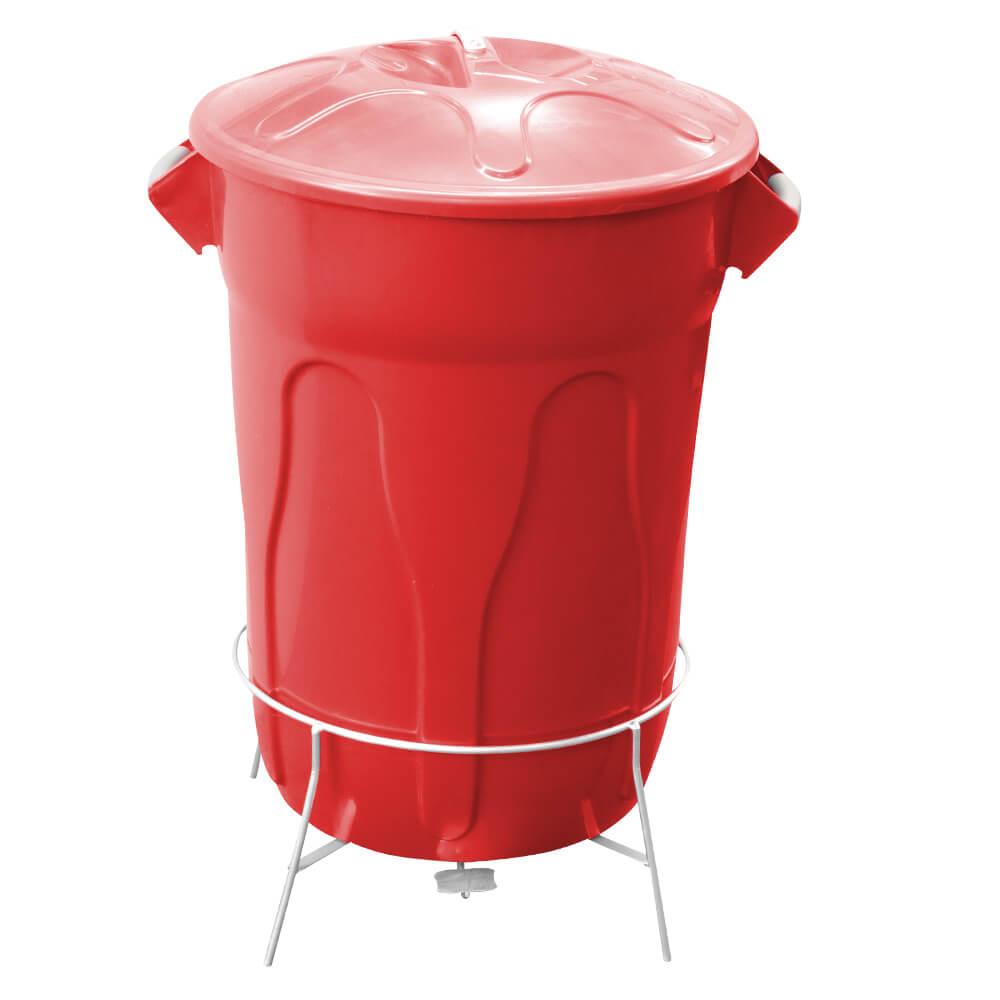 Lixeira Plastica JSN com Pedal em Aco 100 Litros Vermelha