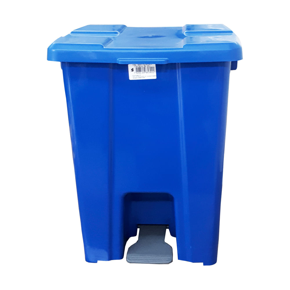 Lixeira JSN Plastica Quadrada com Pedal 25 Litros Azul