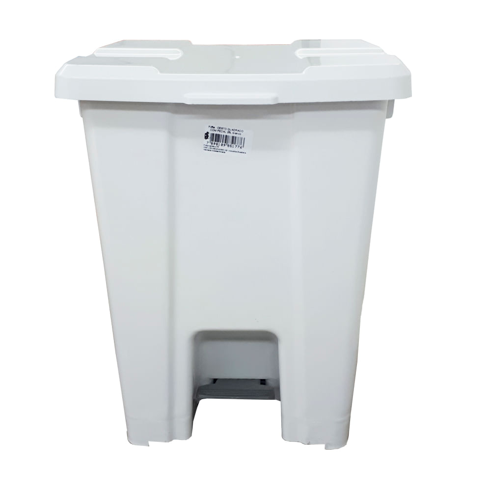 Lixeira JSN Plastica Quadrada com Pedal 25 Litros Branca