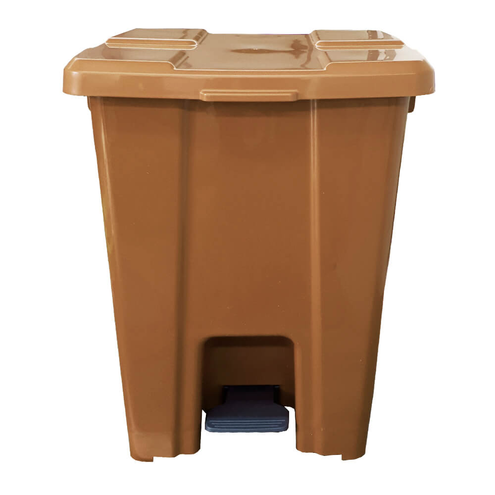 Lixeira Plástica Quadrada com Pedal JSN Marrom 25 Litros