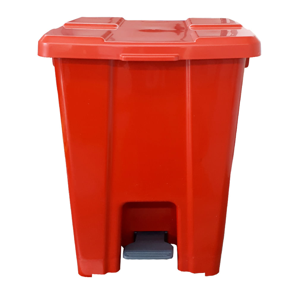 Lixeira JSN Plastica Quadrada com Pedal 25 Litros Vermelha