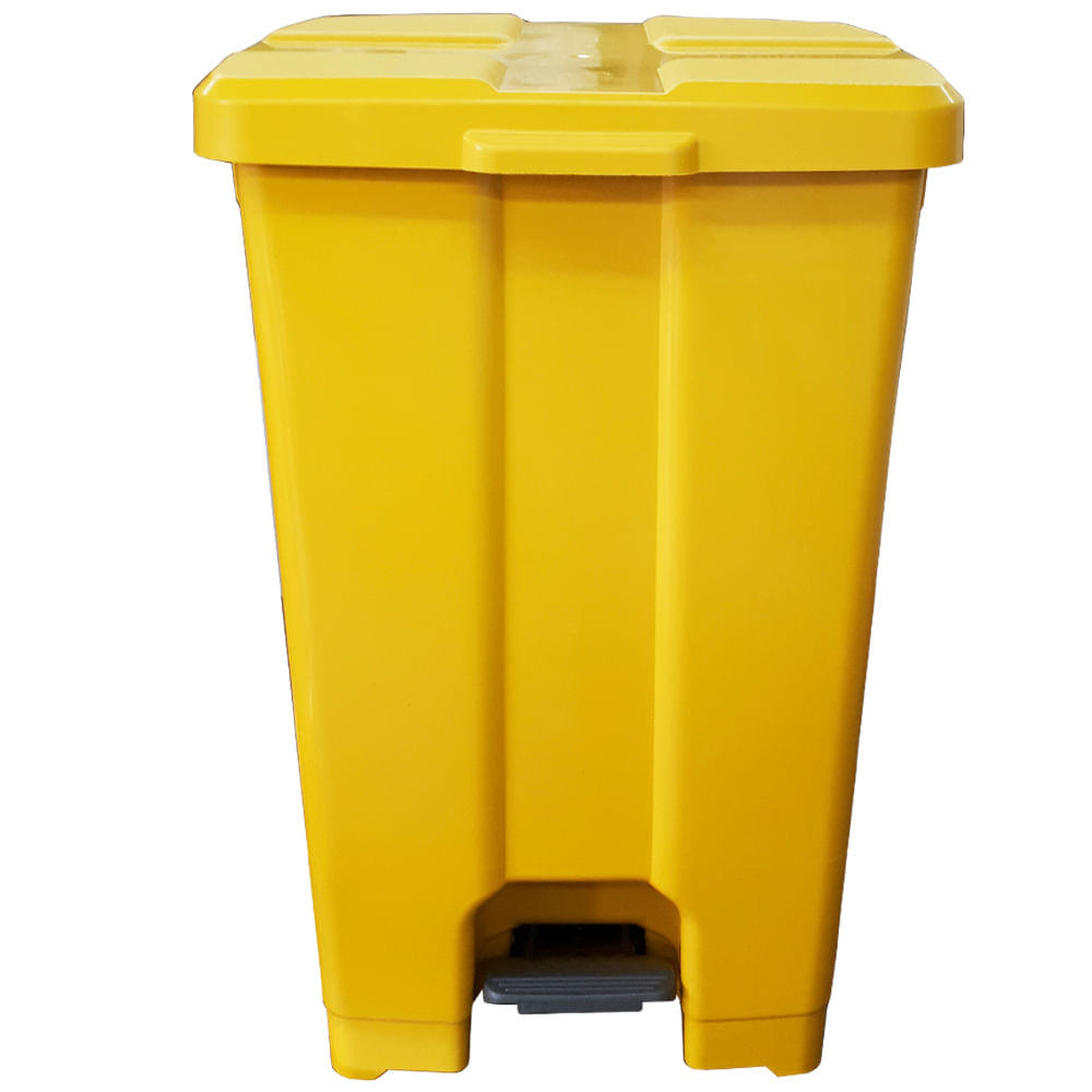 Lixeira JSN Plastica Quadrada com Pedal 60 Litros Amarela