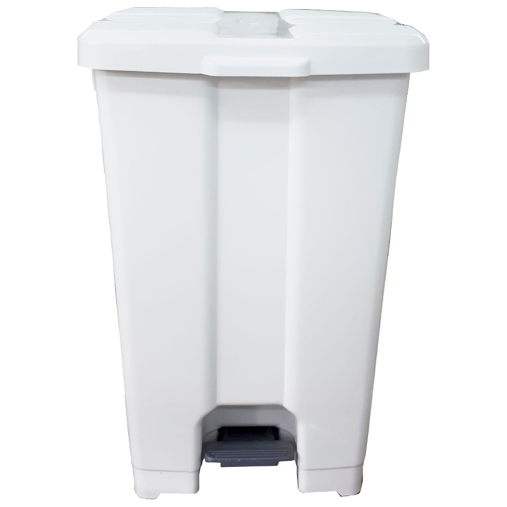 Lixeira Plástica Quadrada com Pedal JSN Branca 60 Litros