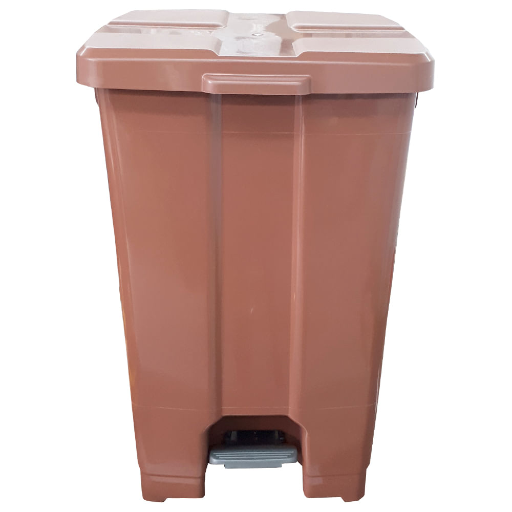 Lixeira JSN Plastica Quadrada com Pedal 60 Litros Marrom