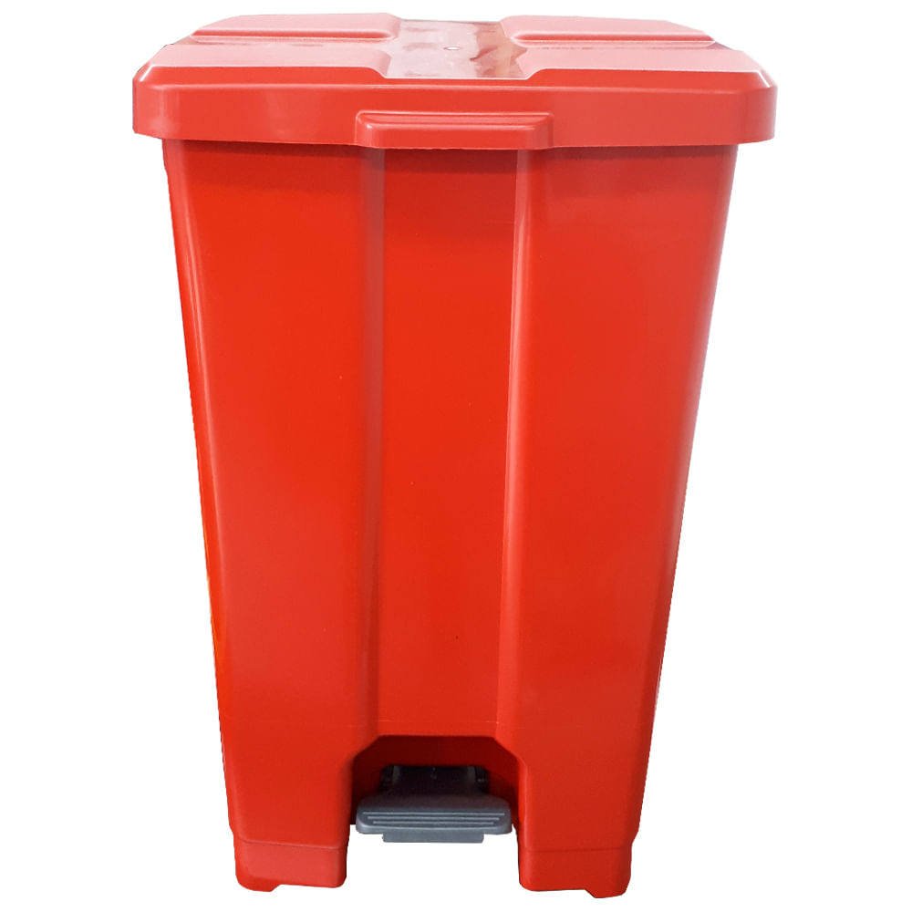 Lixeira JSN Plastica Quadrada com Pedal 60 Litros Vermelha