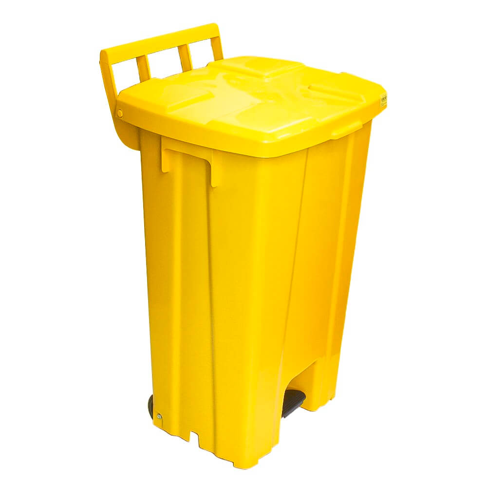 Lixeira Plástica Quadrada com Pedal JSN Amarela 100 Litros