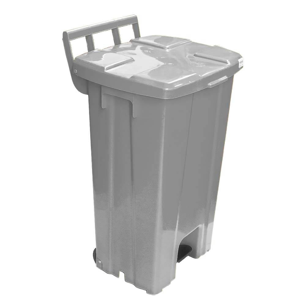 Lixeira Plástica Quadrada com Pedal JSN Cinza 100 Litros