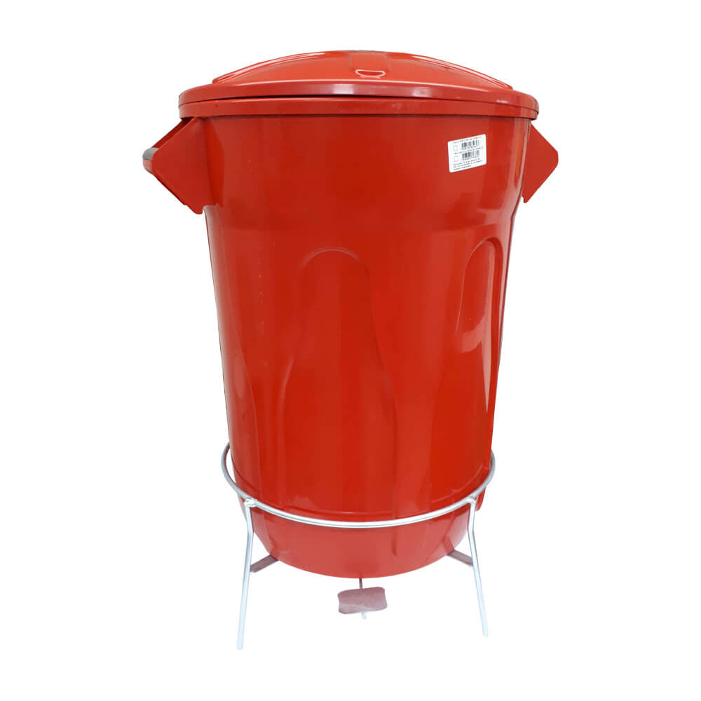 Lixeira Plástica com Pedal em Aço JSN Vermelha 60 Litros