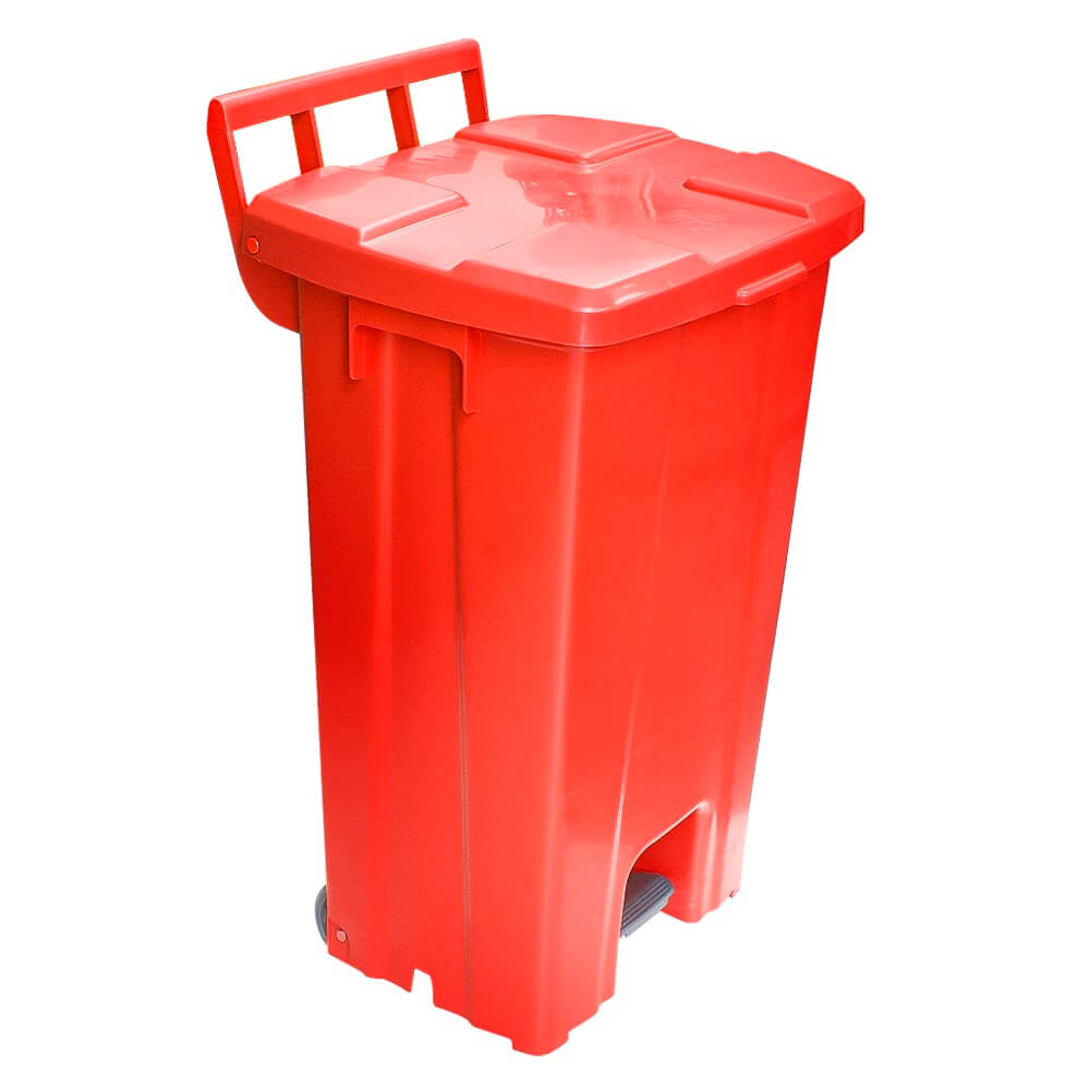 Lixeira Plastica Quadrada com Pedal JSN Vermelho 100 Litros