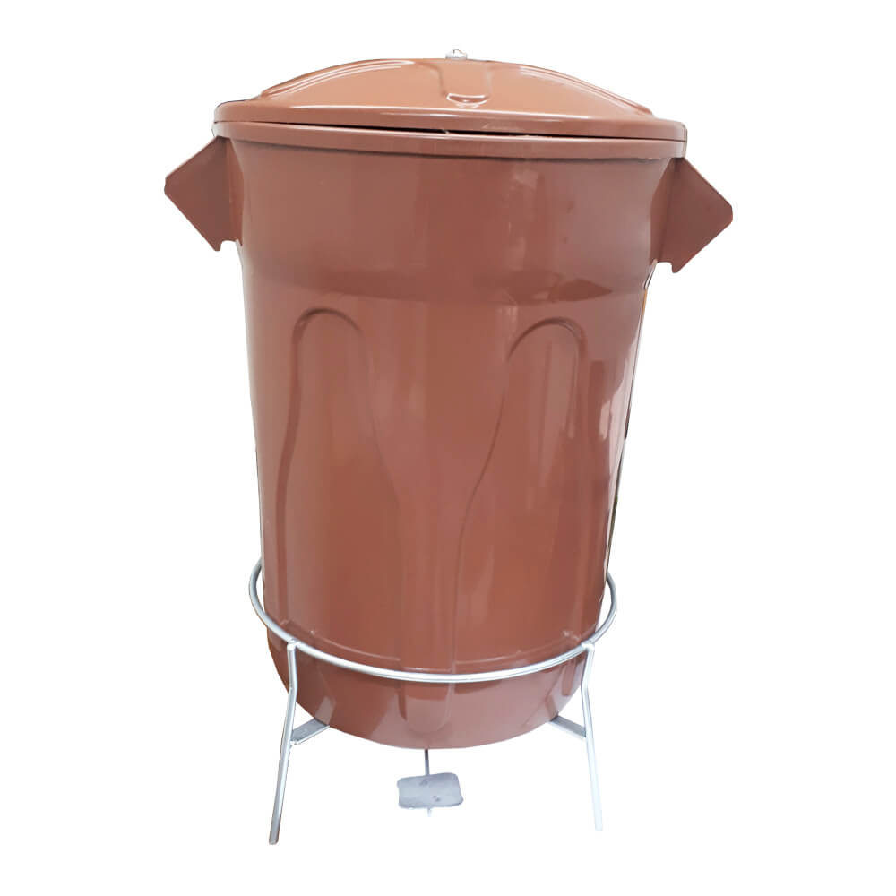 Lixeira Plástica com Pedal em Aço JSN Marrom 60 Litros