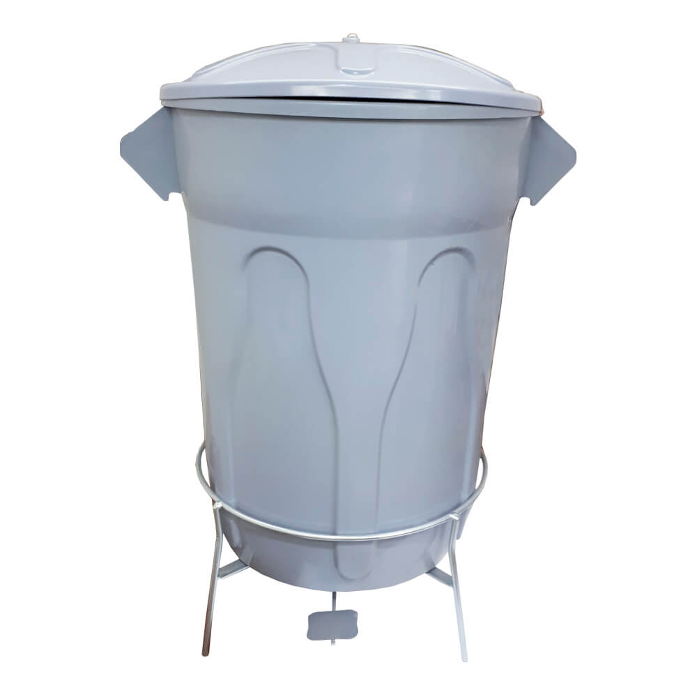 Lixeira Plástica com Pedal em Aço JSN Cinza 60 Litros
