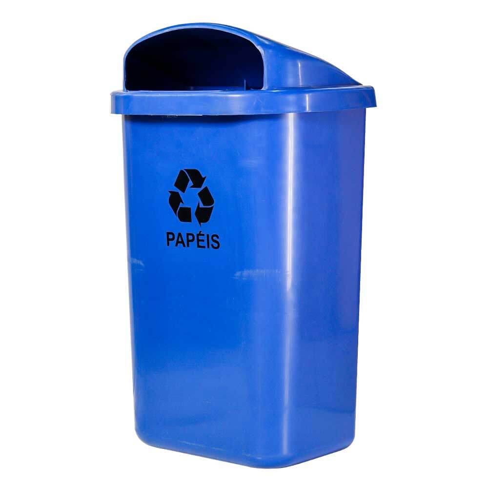 Lixeira Individual JSN Para Coleta Seletiva 50 Litros Azul