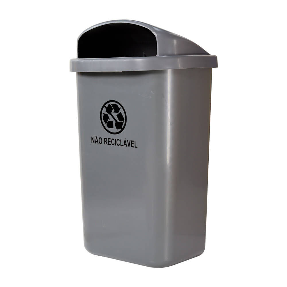 Lixeira Individual JSN Para Coleta Seletiva 50 Litros Cinza