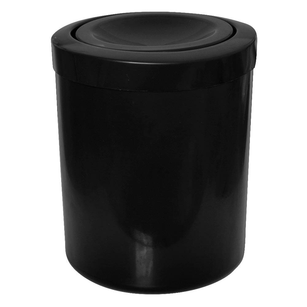 Lixeira Plástica JSN com Tampa Meia Esfera Preta 12 Litros