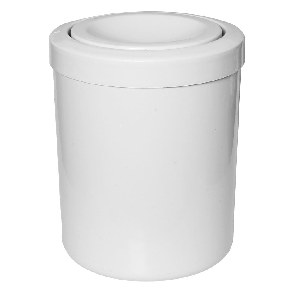 Lixeira Plástica JSN com Tampa Meia Esfera Branca 12 Litros