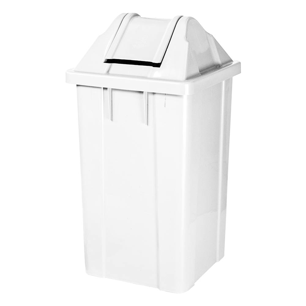 Lixeira Plástica JSN com Tampa Vai Vem Branca 60 Litros