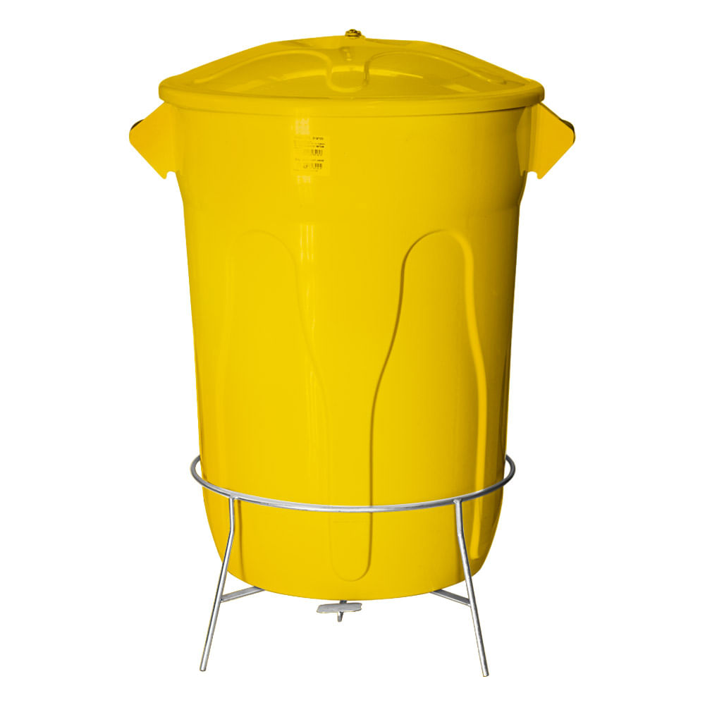 Lixeira Plástica JSN com Pedal em Aço 100 Litros Amarela
