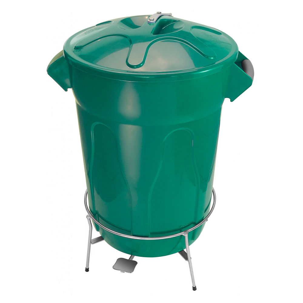Lixeira Plástica JSN com Pedal em Aço 60 Litros Verde