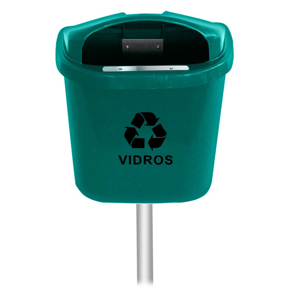 Lixeira Individual JSN Coleta Seletiva 40L Verde C/Poste