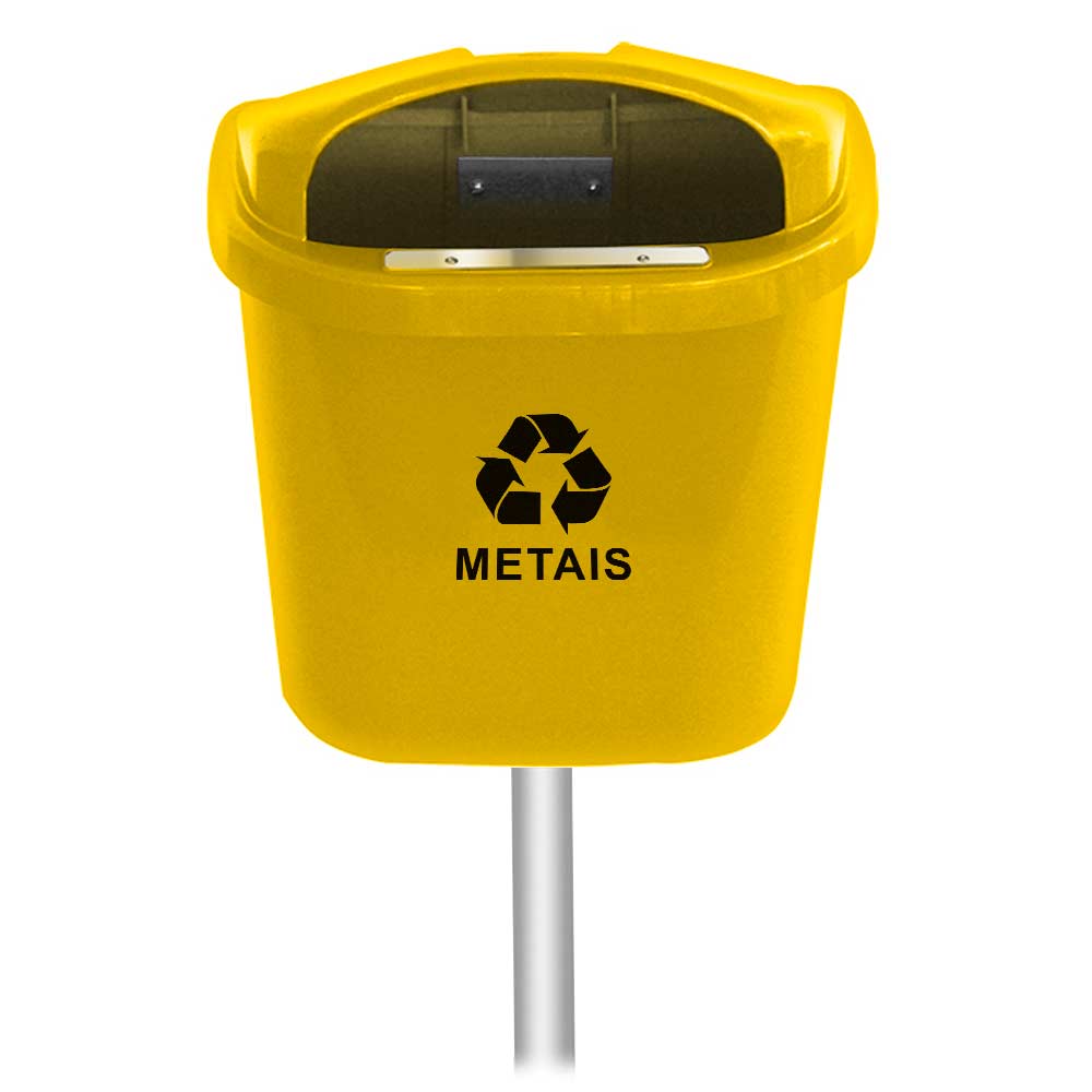 Lixeira Individual JSN Coleta Seletiva 40L Amarela C/Poste